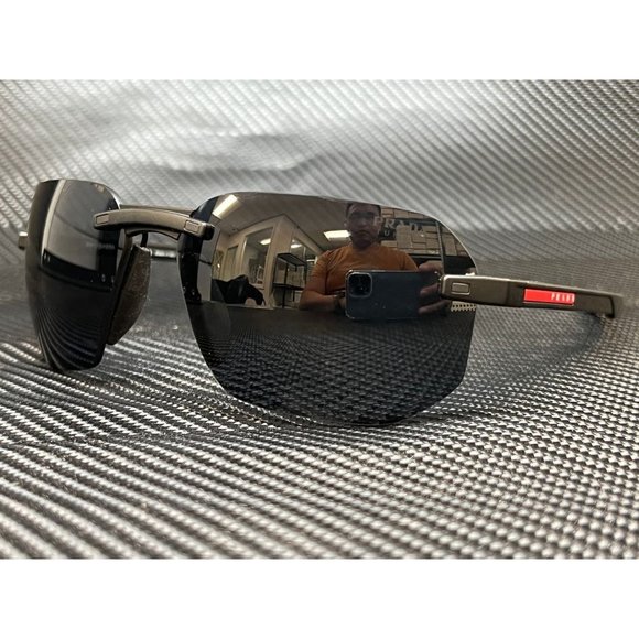 Prada Linea Rossa Black Rubber Men Sunglasses - Picture 1 of 4